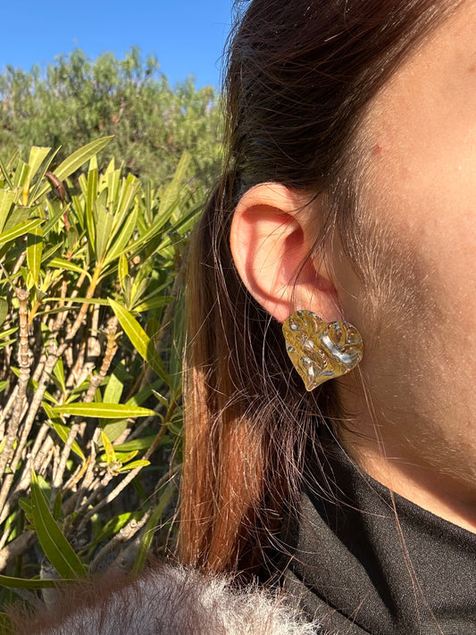 Boucles d’oreilles cœur - acier inoxydable doré