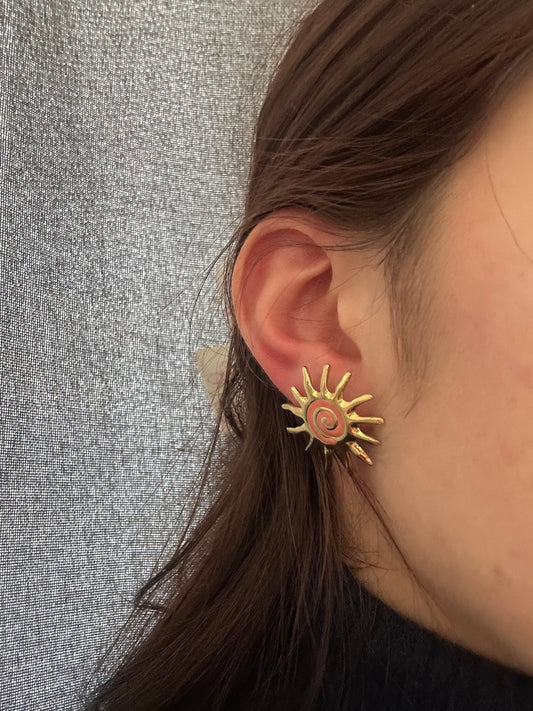 Boucles d’oreilles soleil - acier inoxydable doré