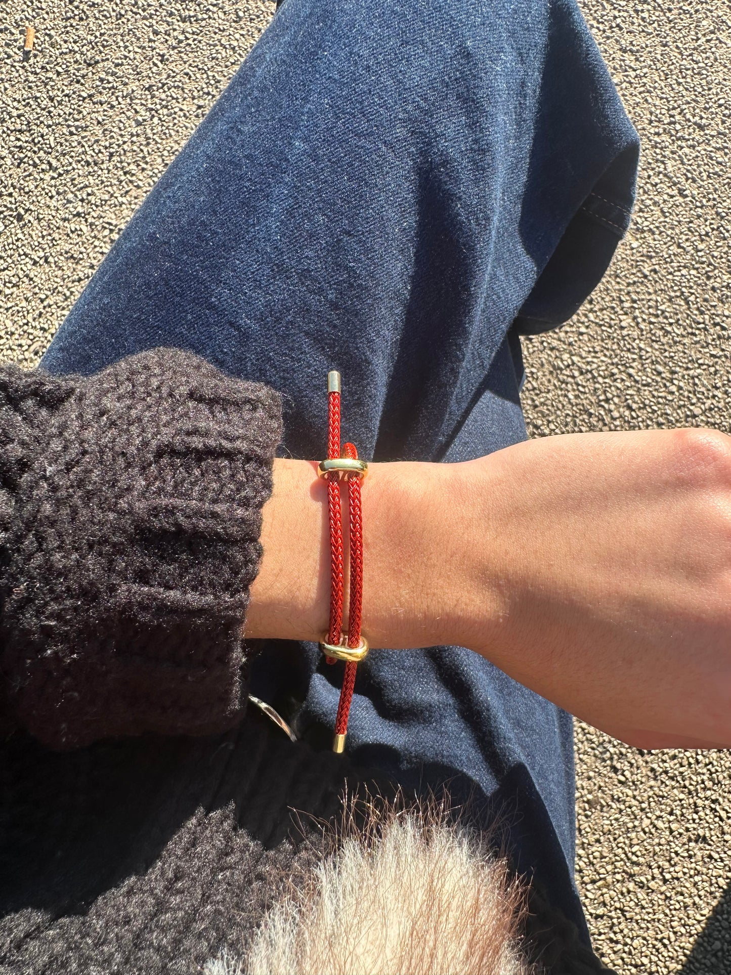 Bracelet cordon ajustable - acier inoxydable doré