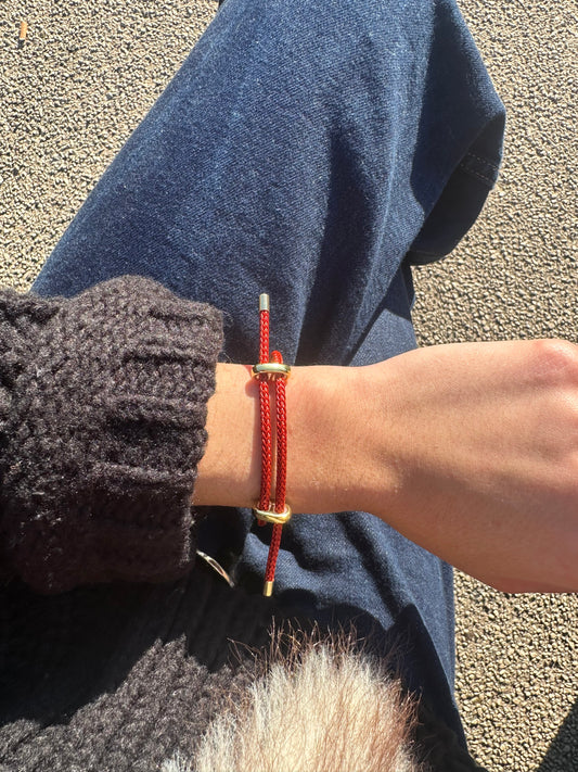 Bracelet cordon ajustable - acier inoxydable doré