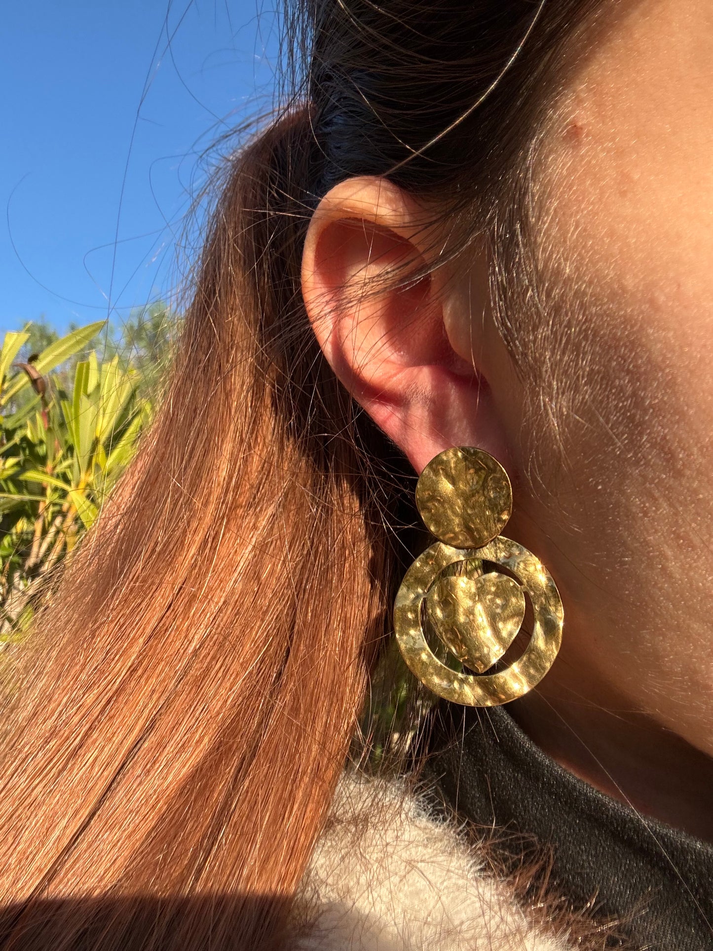 Boucles d’oreilles cœur pendantes - acier inoxydable doré