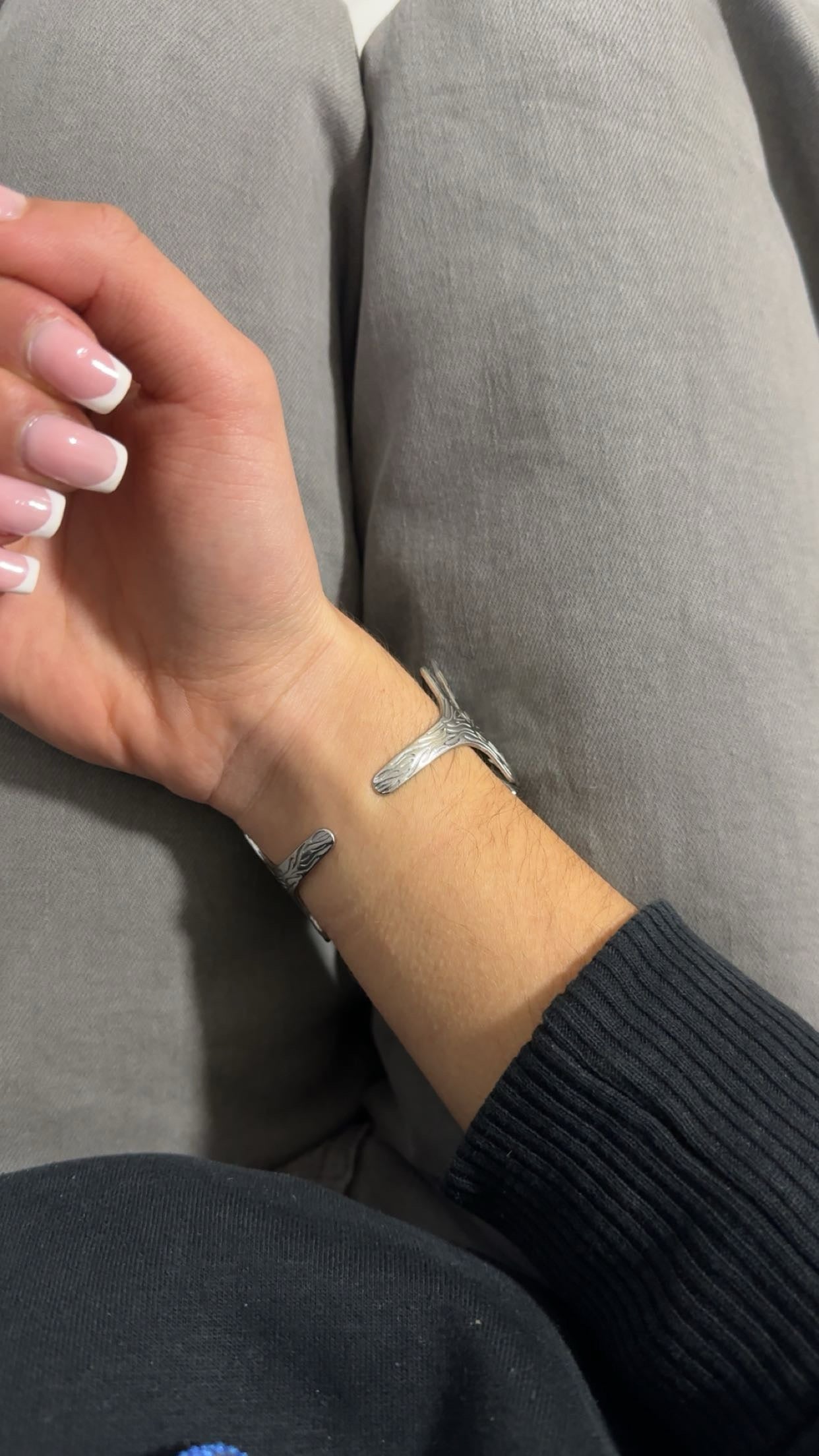 Jonc fleur - acier inoxydable argenté