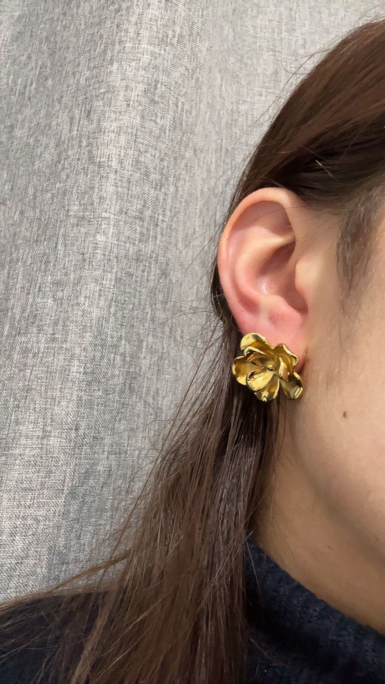 Boucles d’oreilles fleur - acier inoxydable doré