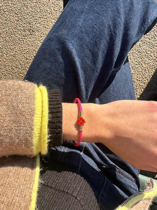 Bracelet cordon trèfle - acier inoxydable doré