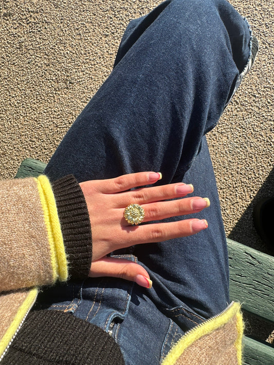 Bague ajustable fleur - cuivre doré