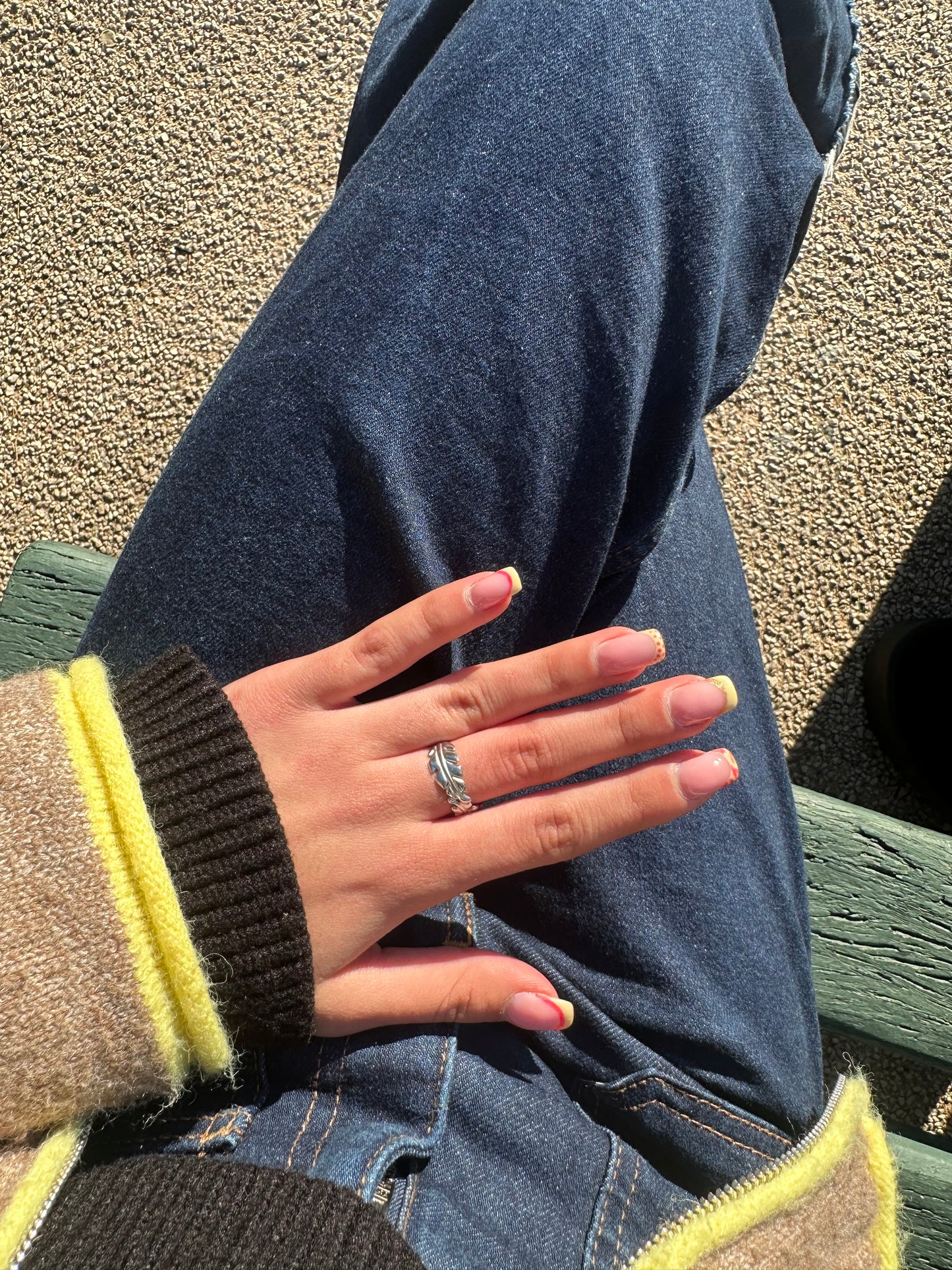 Bague ajustable feuilles - acier inoxydable argenté