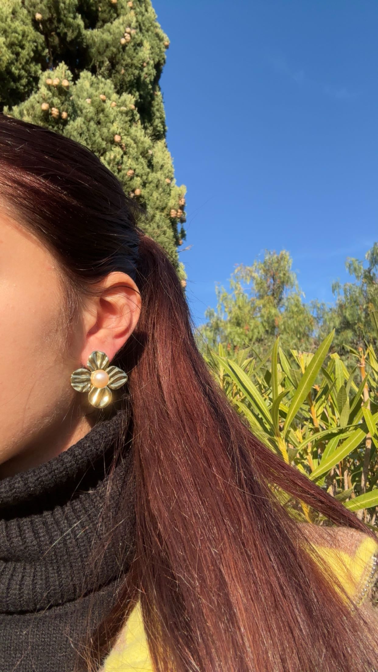 Boucles d’oreilles fleur - acier inoxydable doré