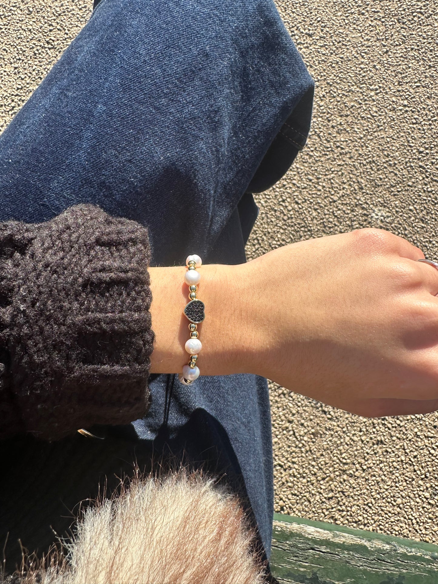 Bracelet ajustable cœur - cuivre doré