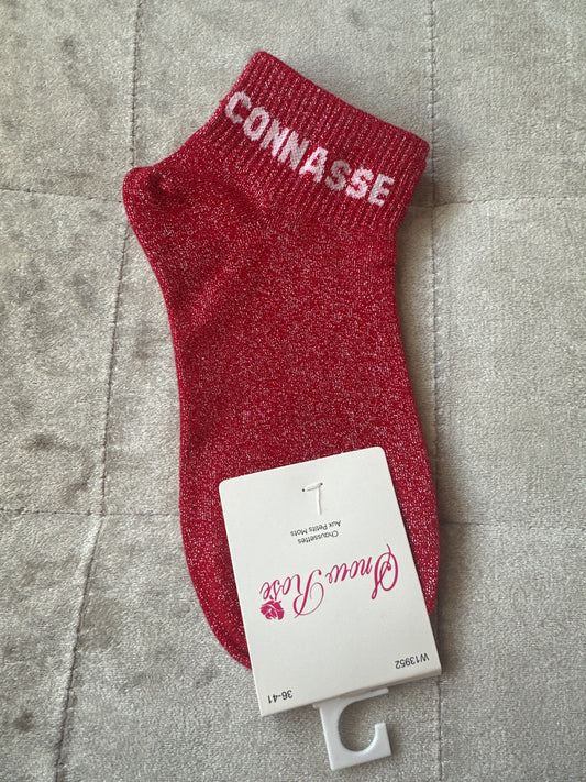 Socquettes pailletées message « connasse »