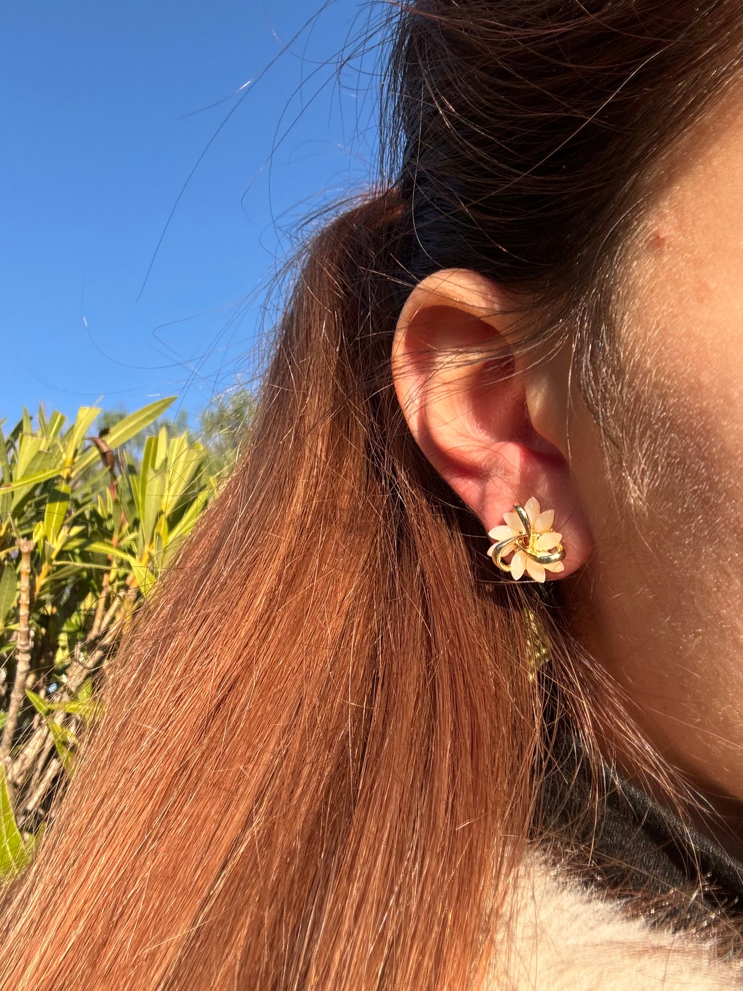 Boucles d’oreilles fleurs - acier inoxydable doré