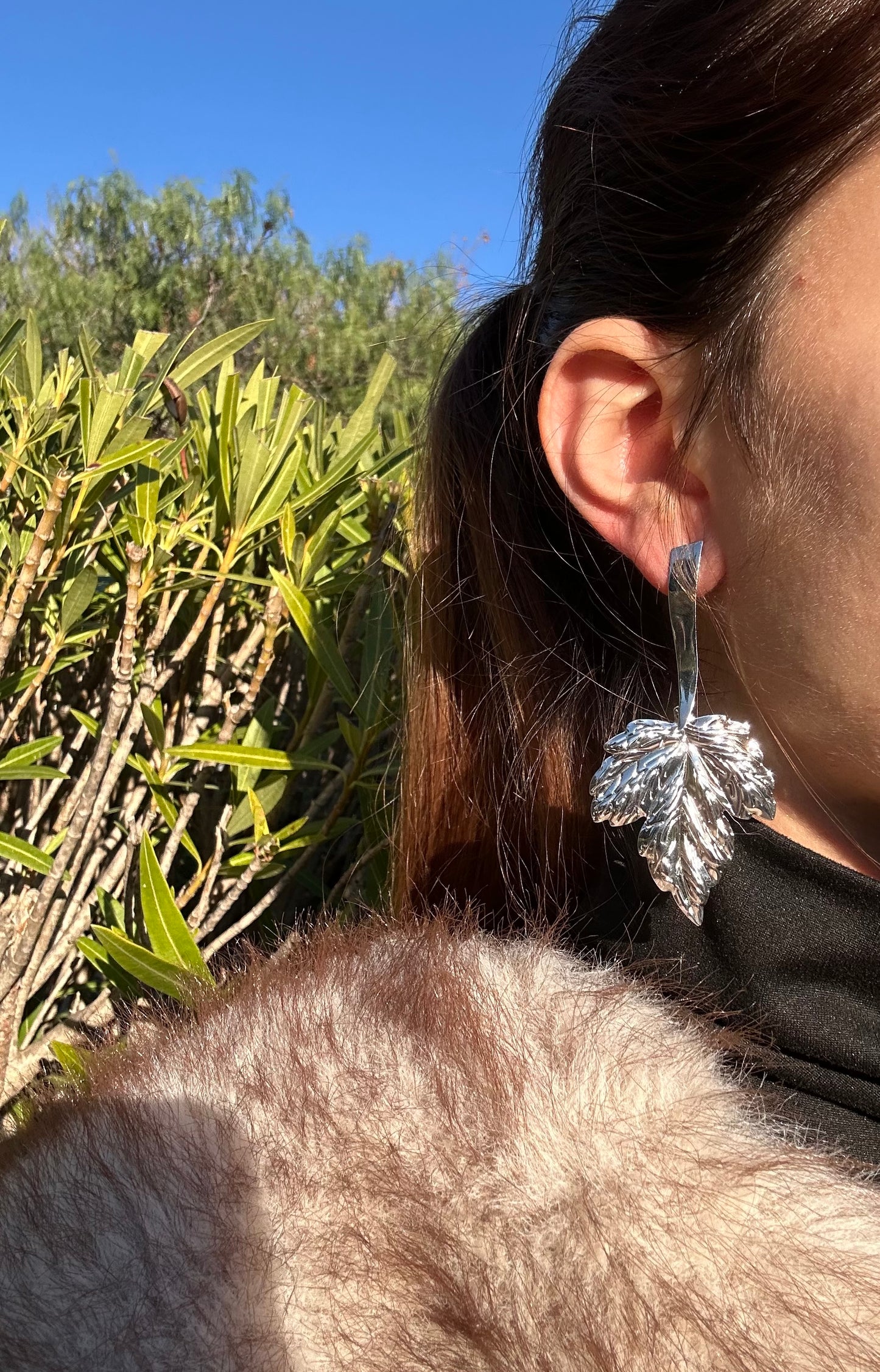 Boucles d’oreilles feuilles pendantes - acier inoxydable argenté