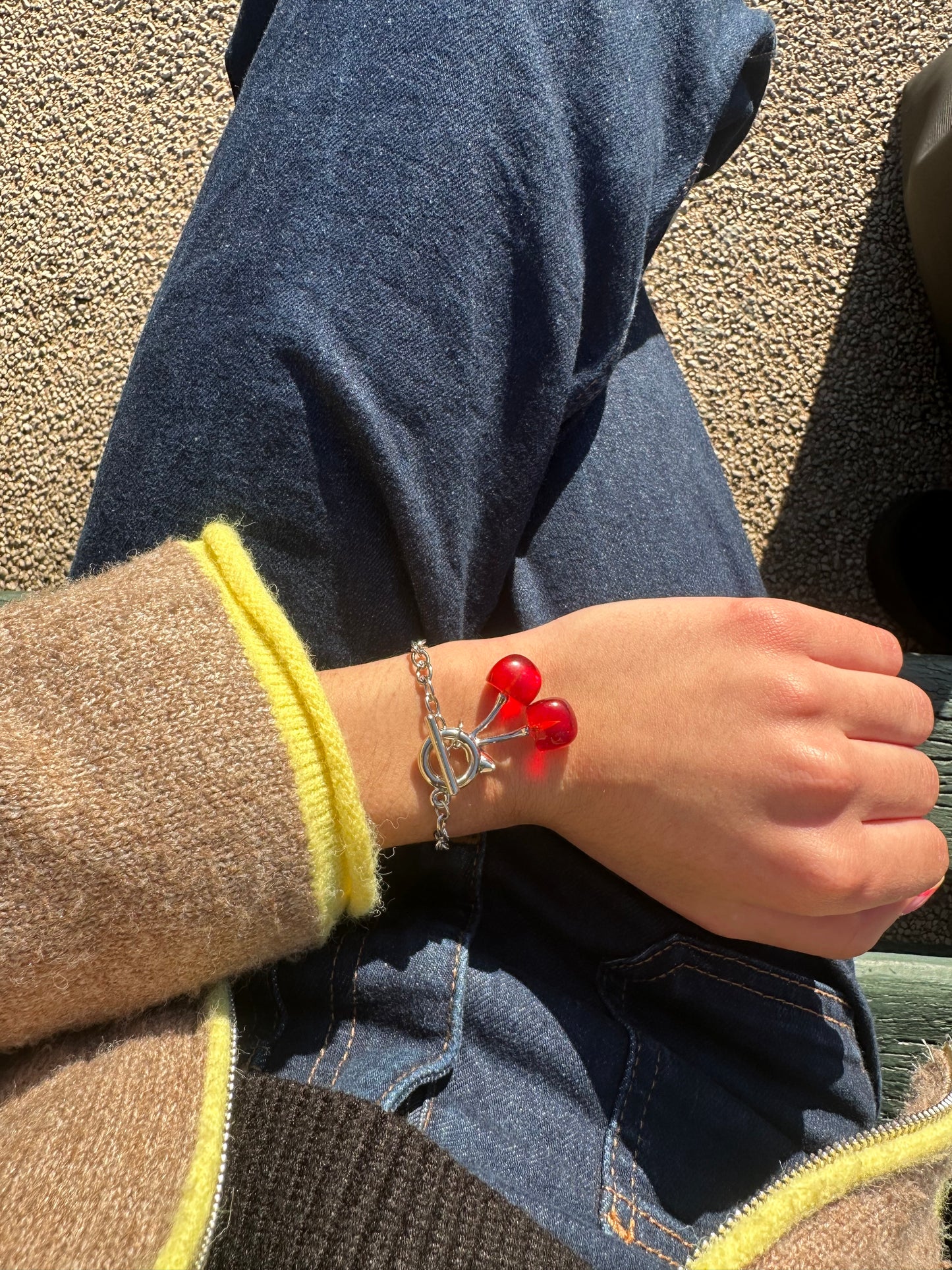 Bracelet cerise - alliage argenté