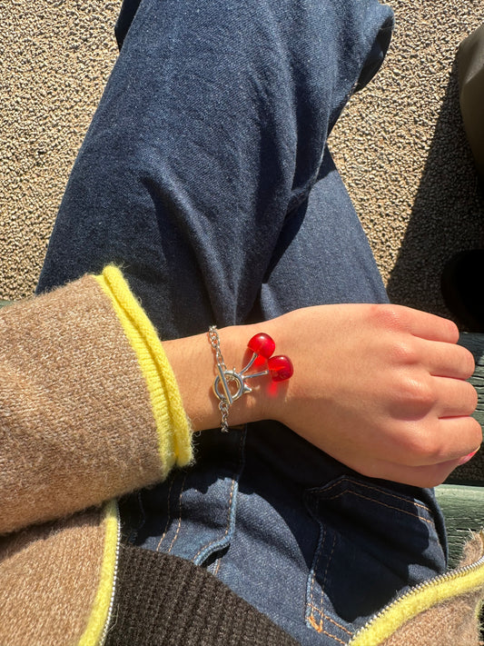 Bracelet cerise - alliage argenté