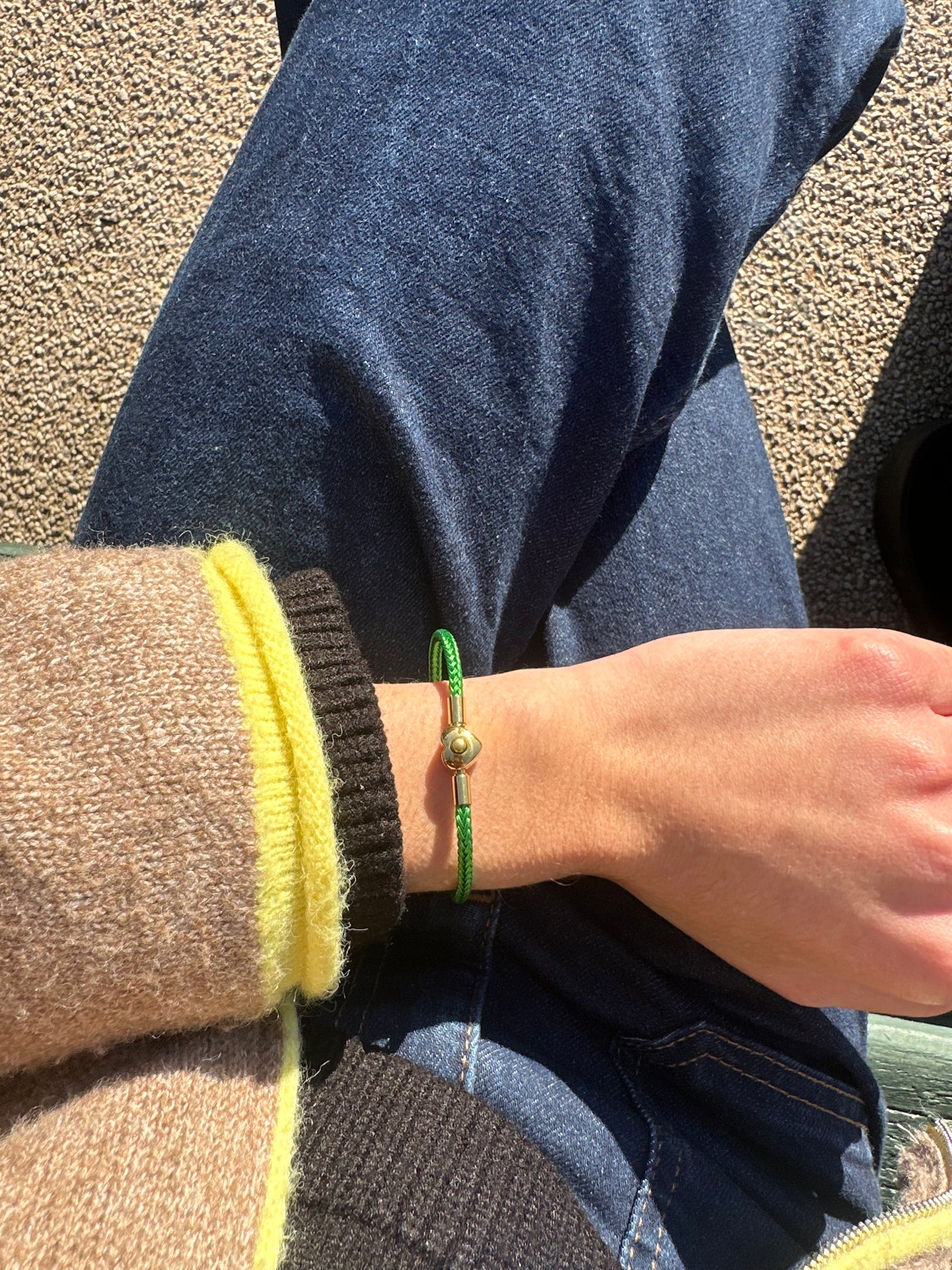 Bracelet cordon cœur - acier inoxydable doré