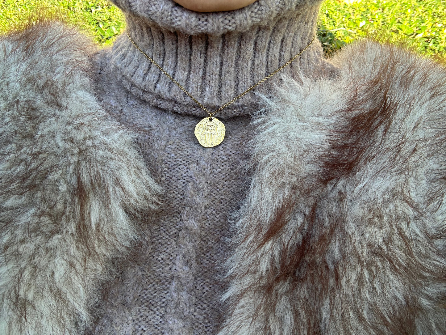 Collier œil - acier inoxydable doré