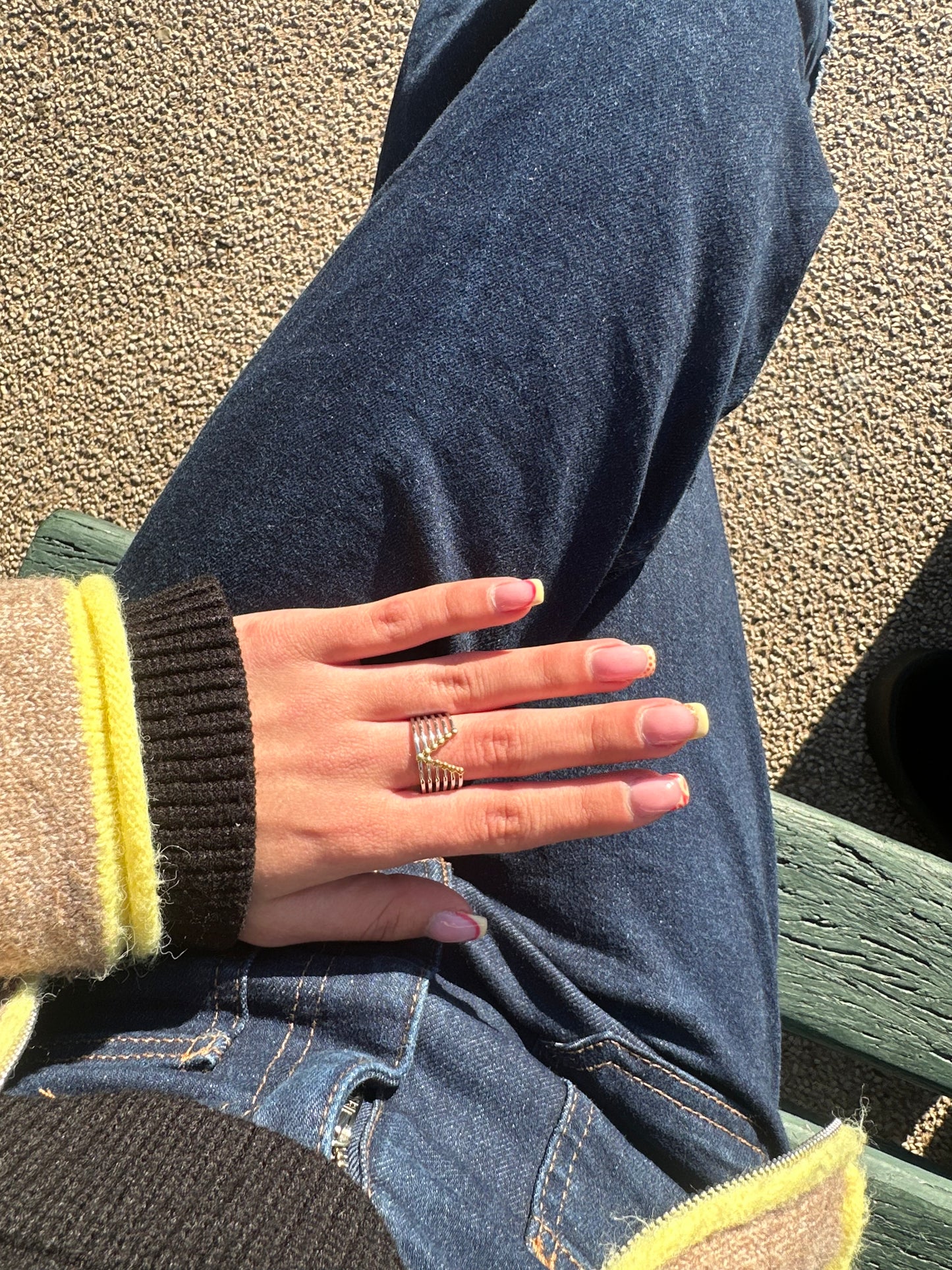 Bague ajustable - acier inoxydable argenté et doré