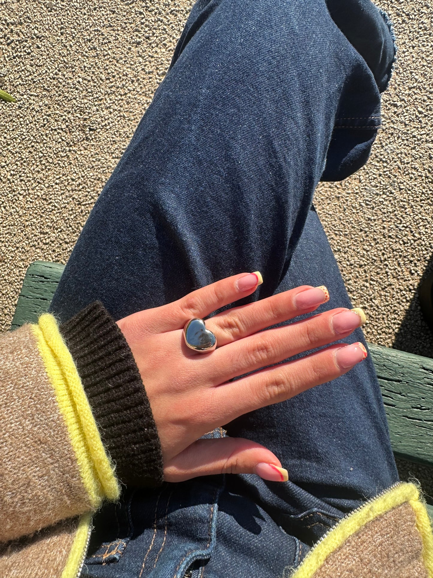 Bague cœur -  cuivre argenté