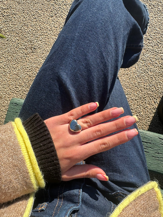 Bague cœur -  cuivre argenté