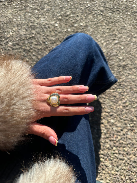 Bague ajustable cœur - acier inoxydable doré