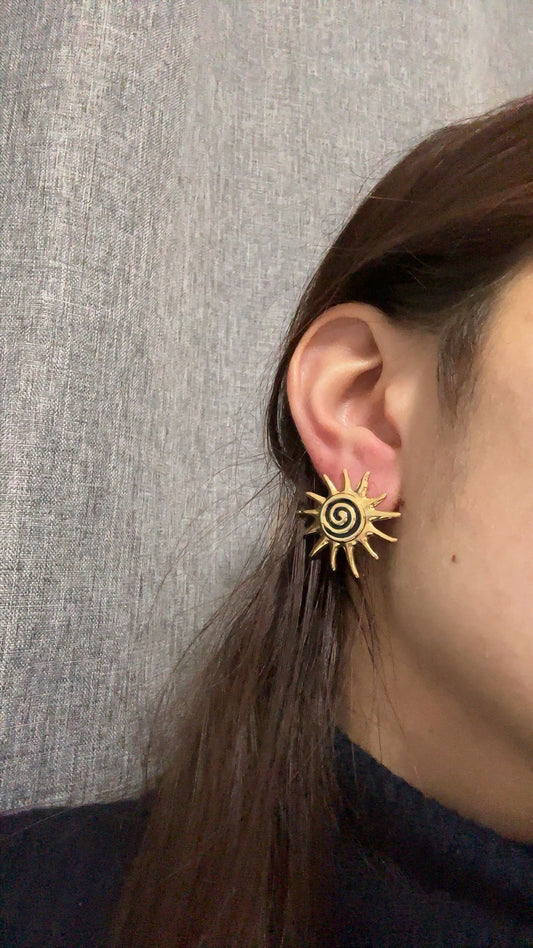 Boucles d’oreilles soleil - acier inoxydable doré