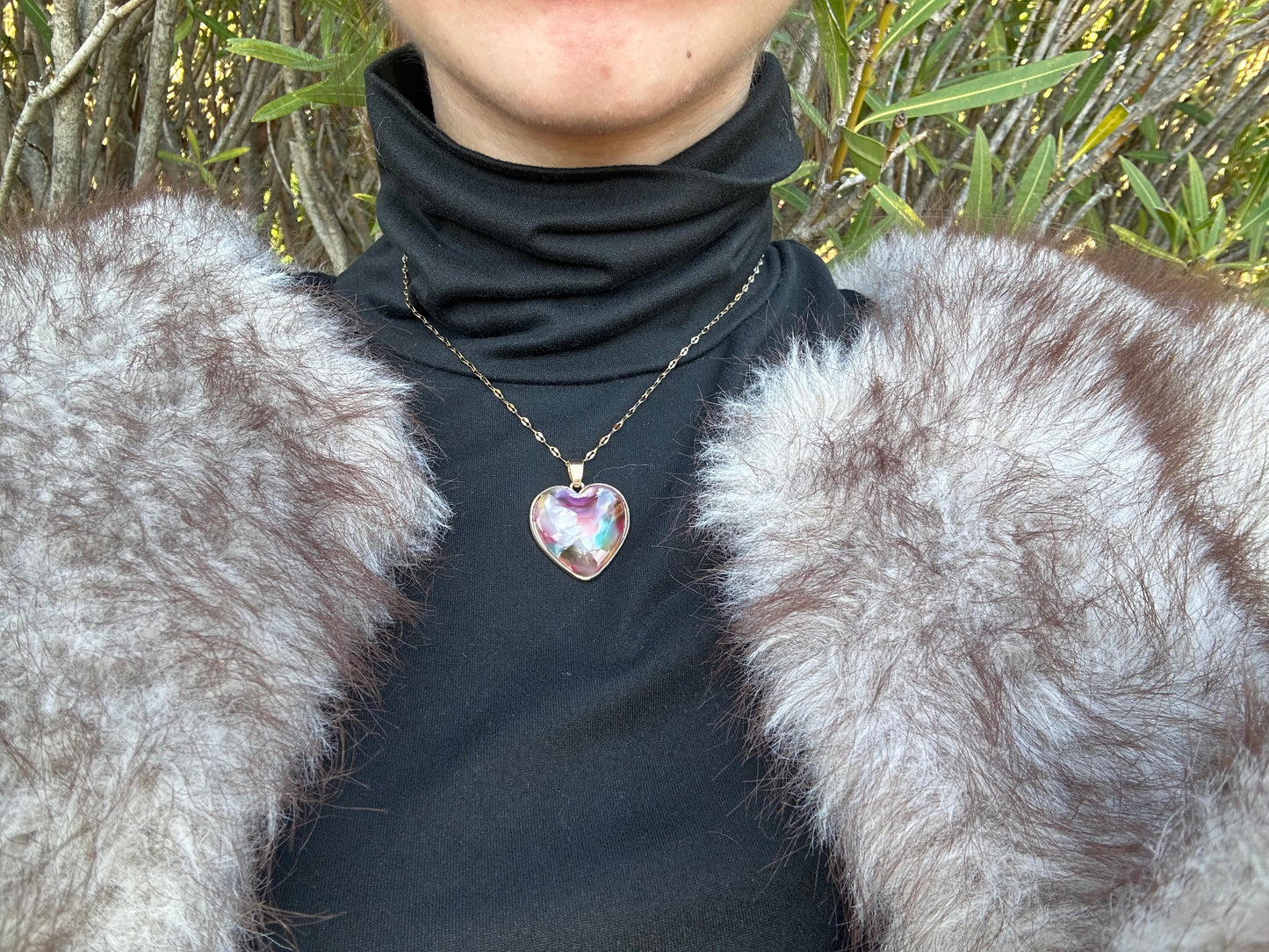 Collier cœur - acier inoxydable doré