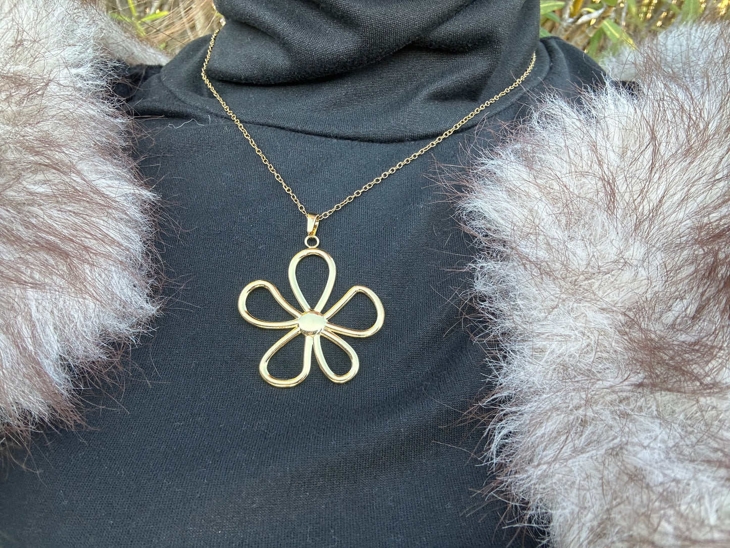 Collier fleur - acier inoxydable doré