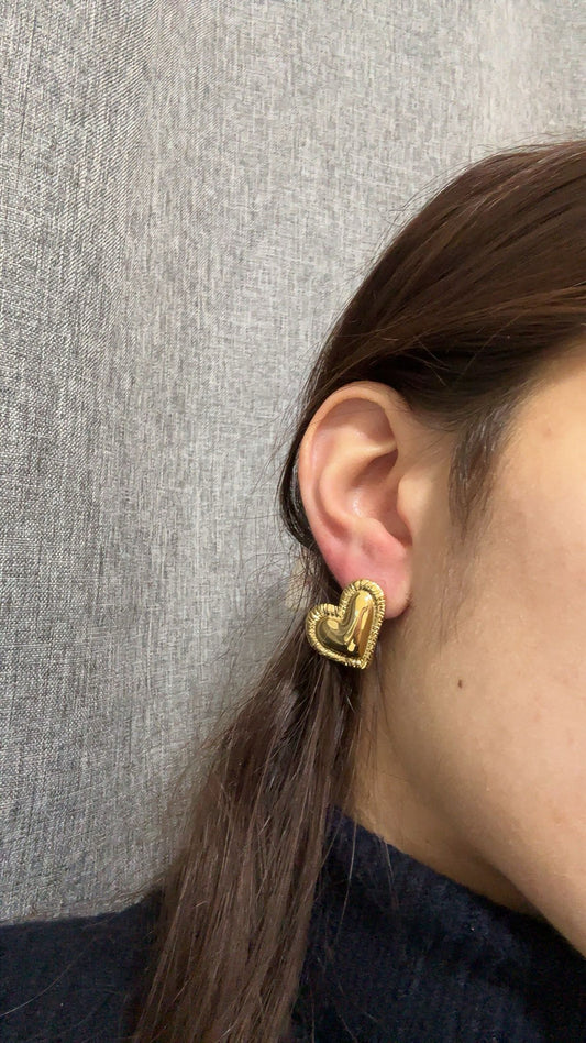 Boucles d’oreilles cœur - acier inoxydable doré
