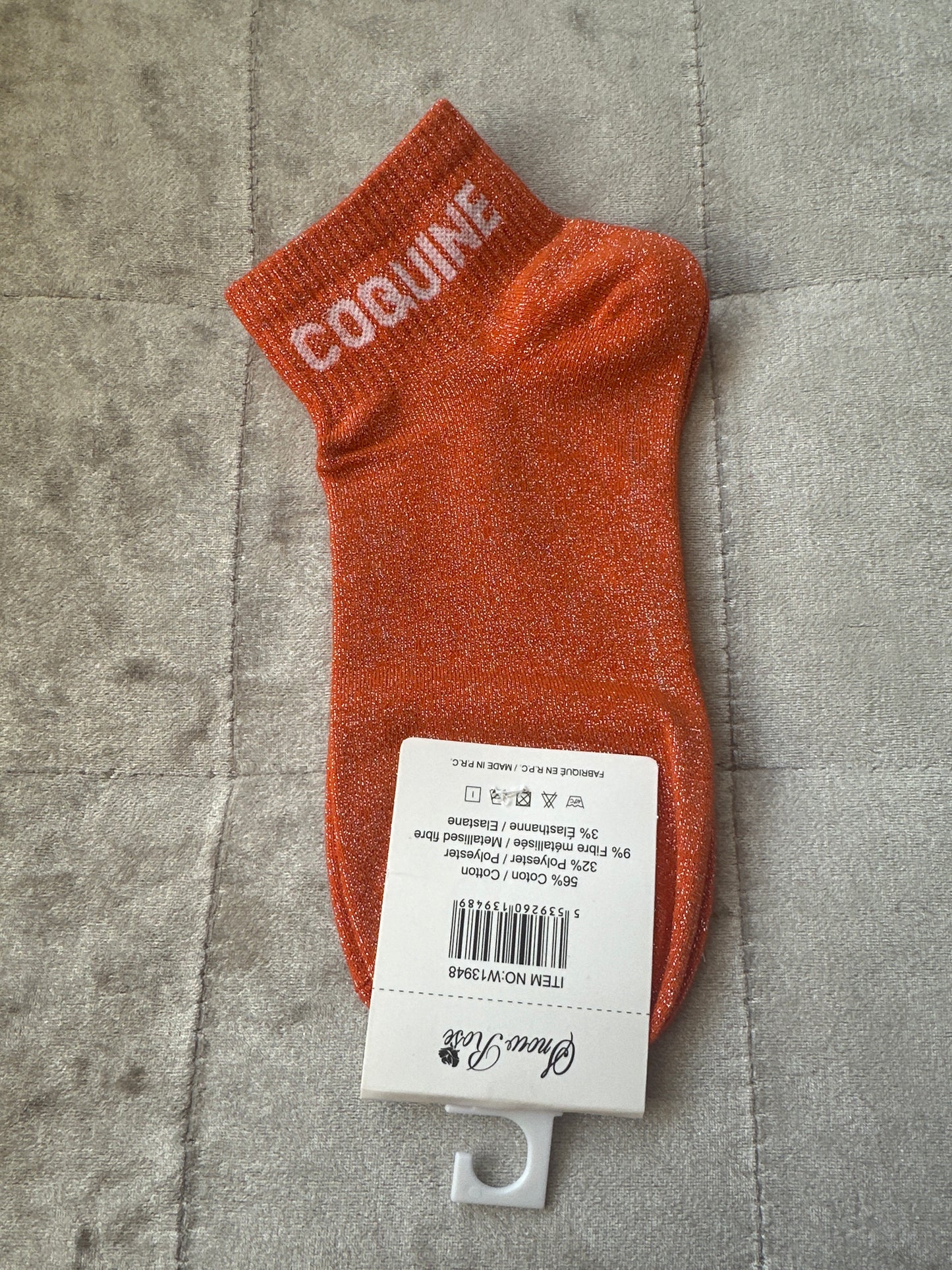 Socquettes pailletées message « coquine »