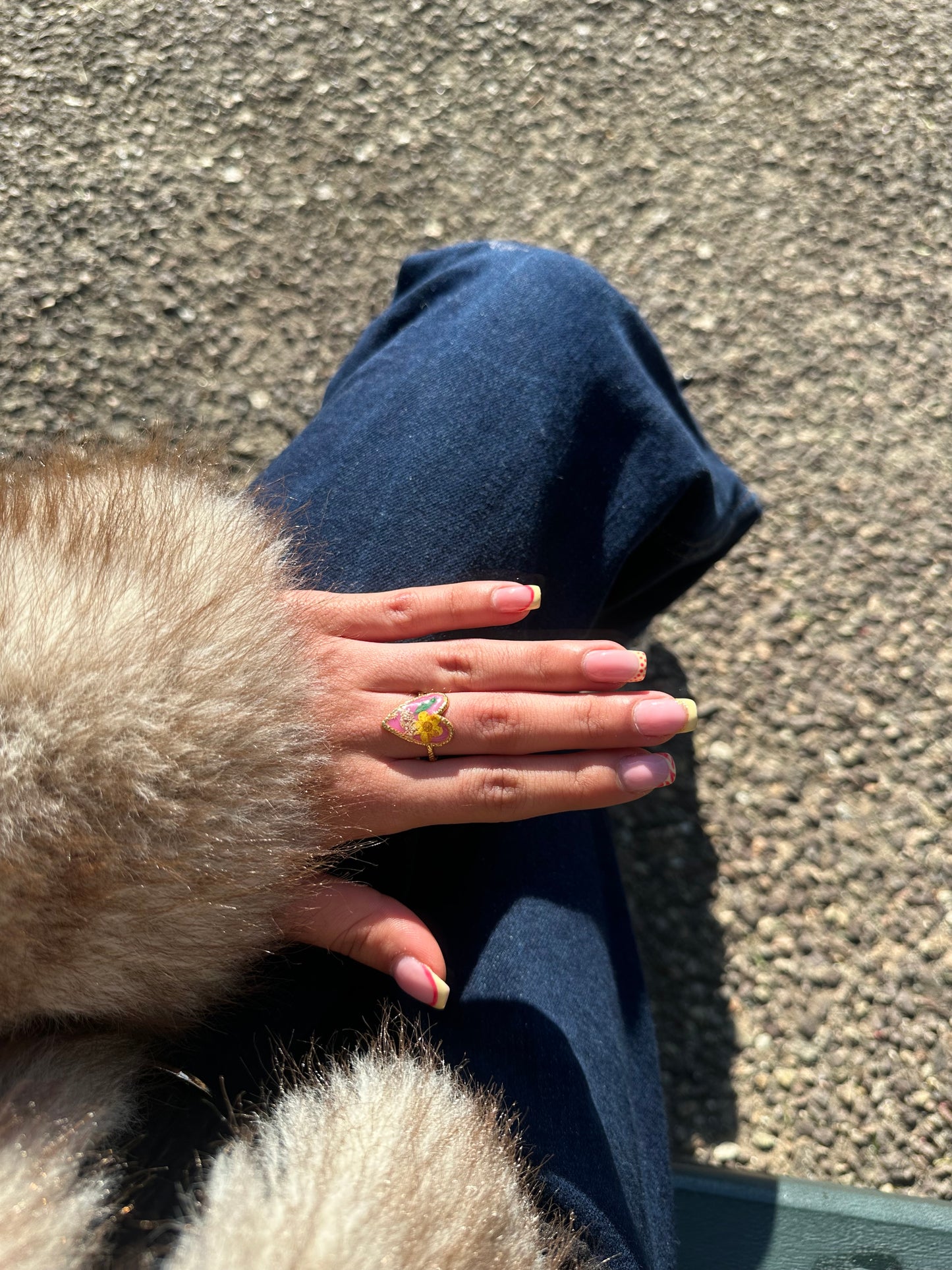 Bague ajustable cœur - acier inoxydable doré