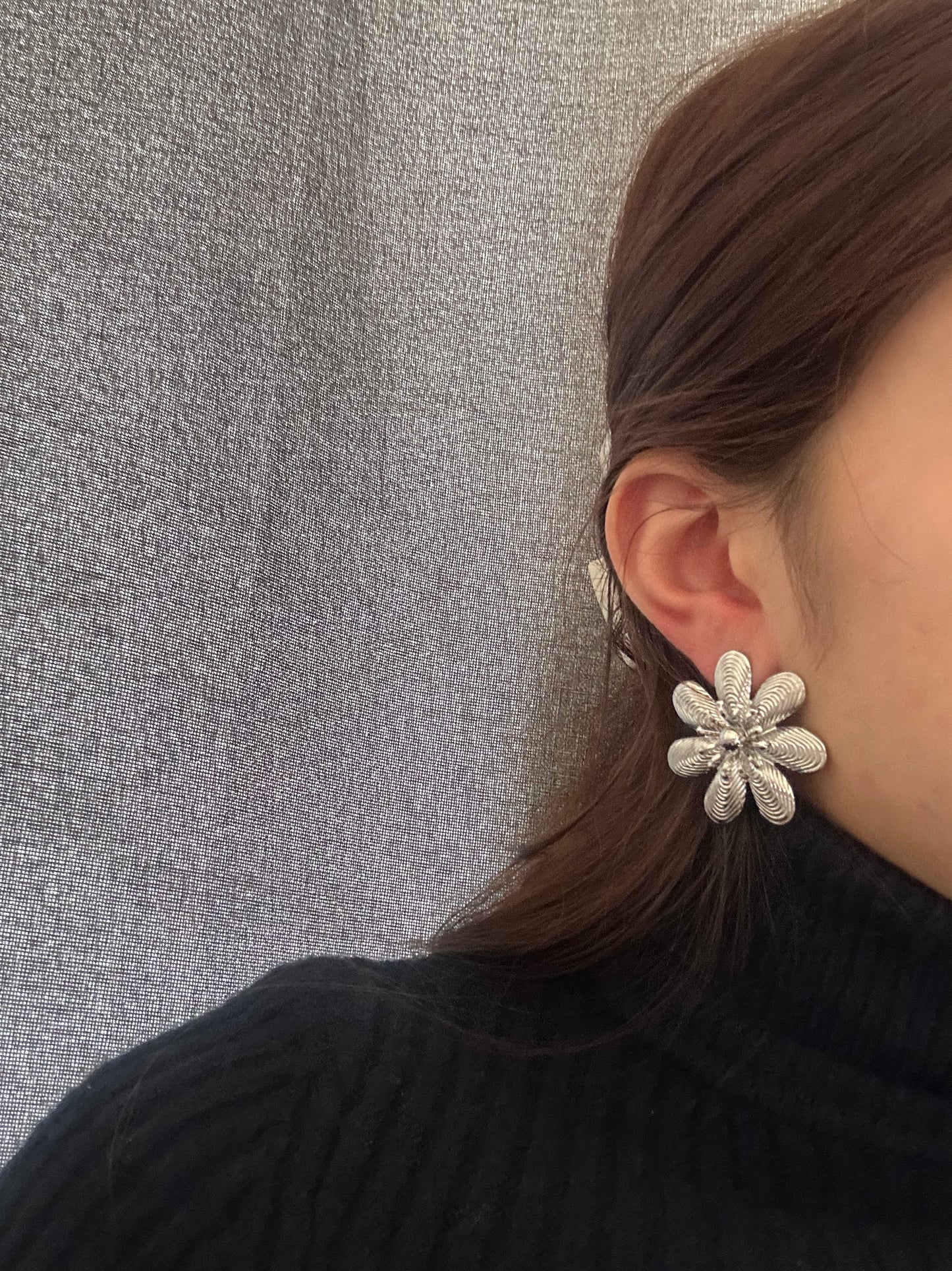 Boucles d’oreilles fleur - acier inoxydable argenté