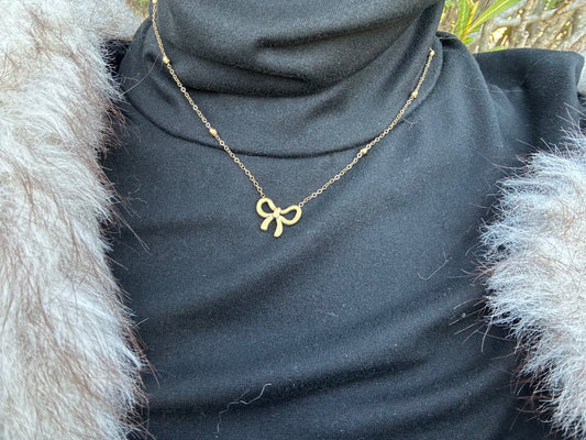 Collier noeud - acier inoxydable doré