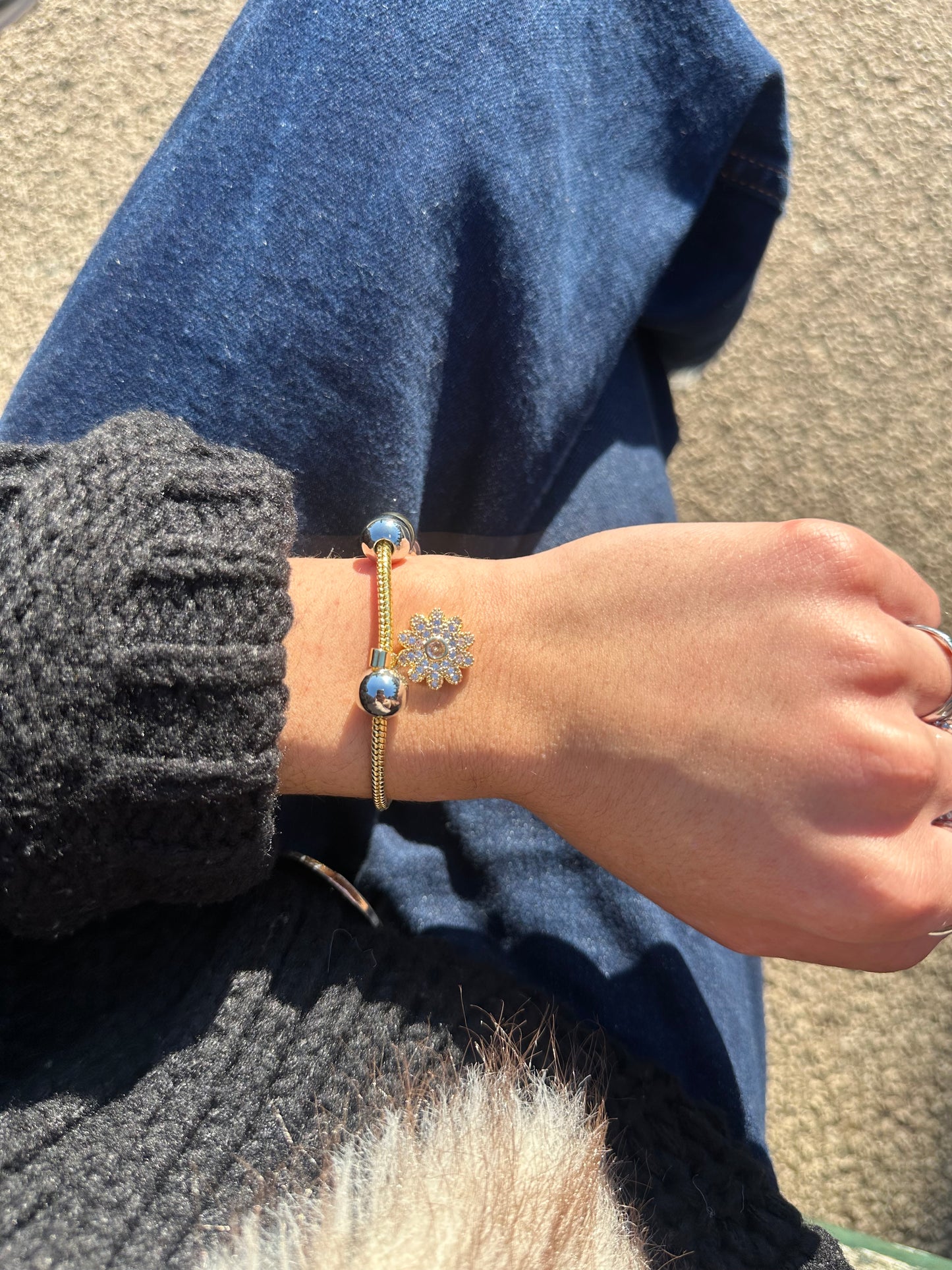 Bracelet fantaisie - cuivre doré et argenté