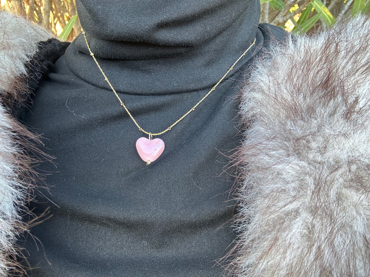 Collier cœur - acier inoxydable doré