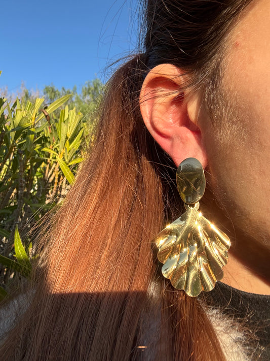 Boucles d’oreilles feuilles pendantes - acier inoxydable doré