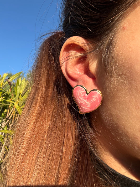 Boucles d’oreilles cœur - acier inoxydable doré
