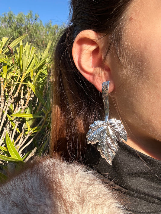 Boucles d’oreilles feuilles pendantes - acier inoxydable argenté