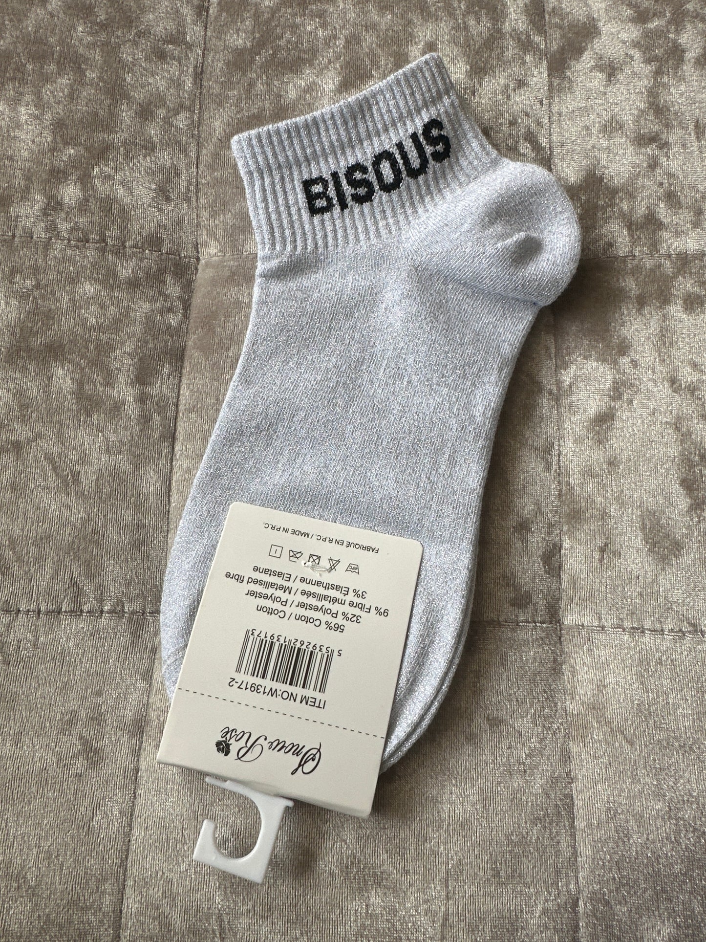 Socquettes pailletées message « bisous »