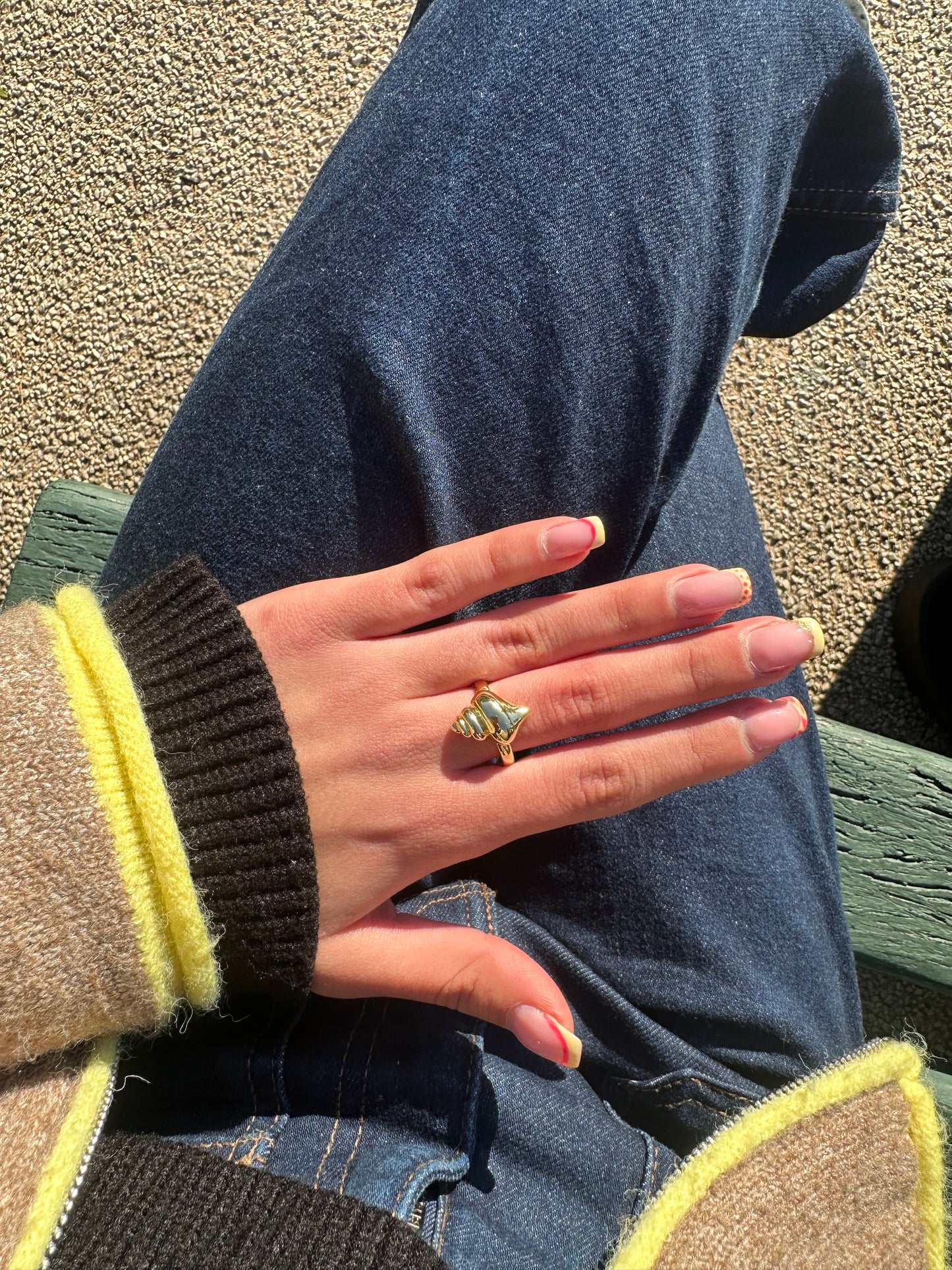 Bague ajustable coquillage - cuivre doré