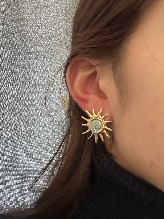 Boucles d’oreilles soleil - acier inoxydable doré