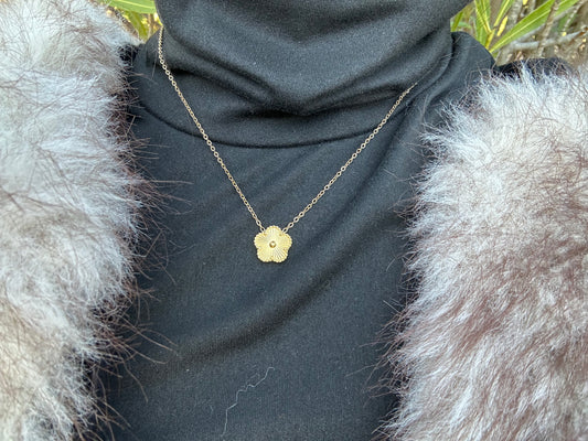Collier fleur - acier inoxydable doré