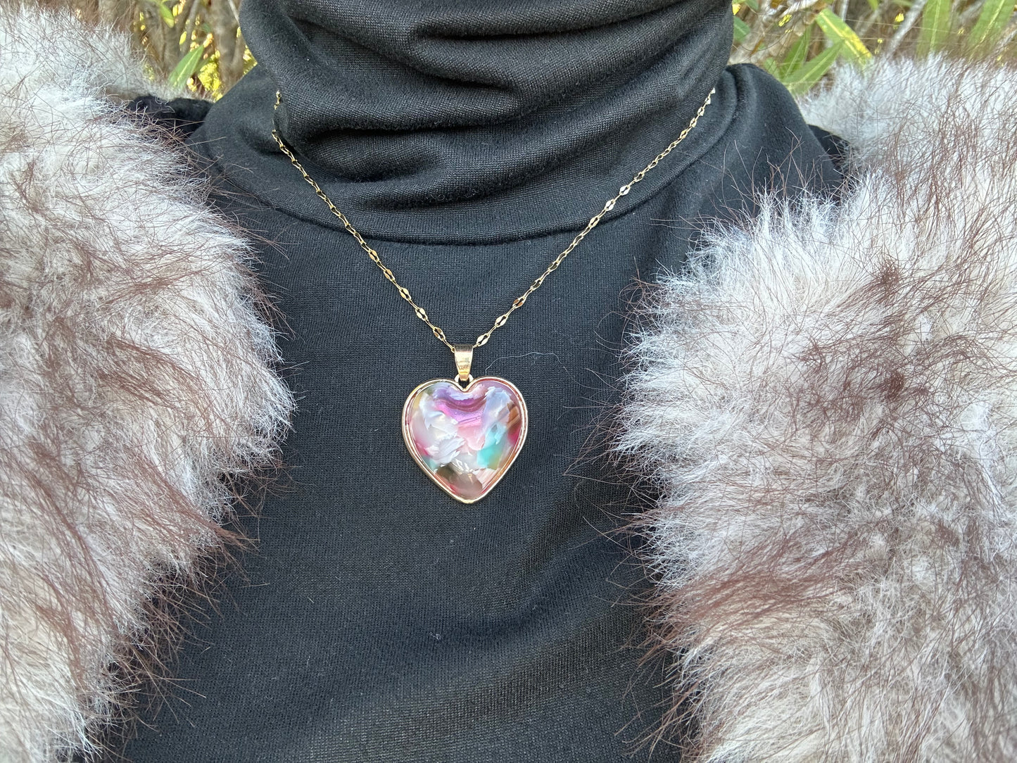 Collier cœur - acier inoxydable doré