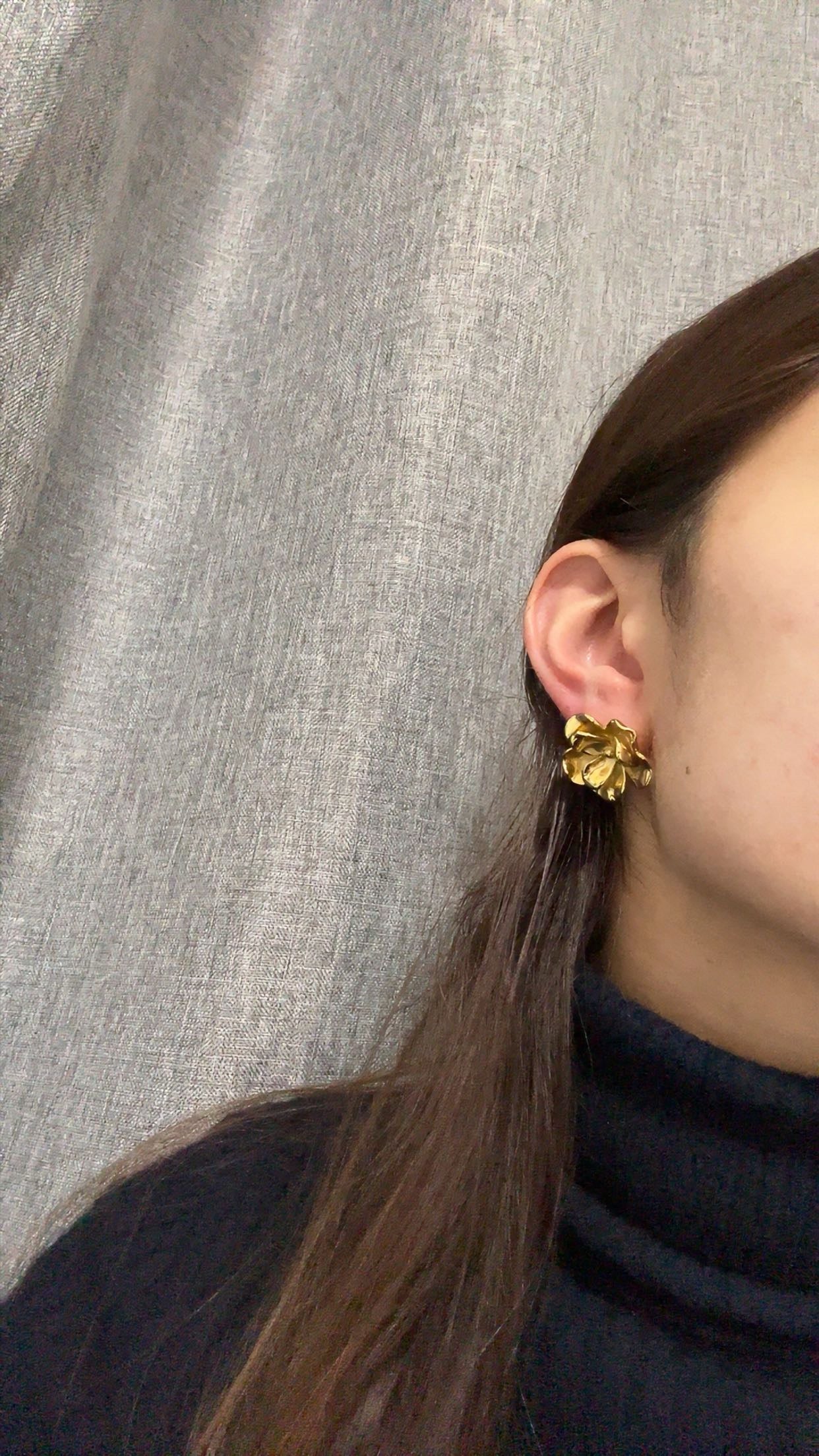 Boucles d’oreilles fleur - acier inoxydable doré